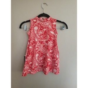 Simply Noelle Curtsy Couture paisley bandana print high neck dress red 3T 4T